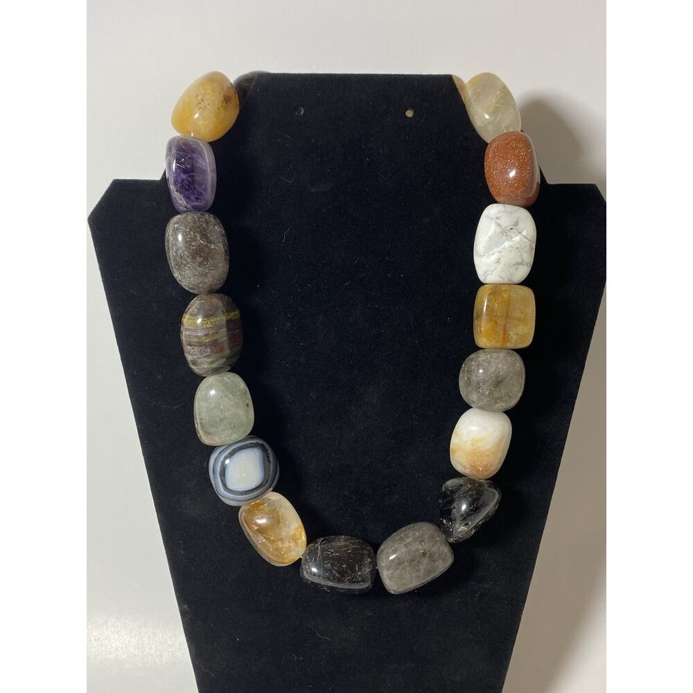 Multi Colored Multi Gemstone Beaded Necklace - image 1